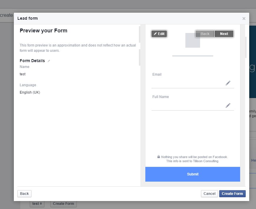 Facebook Lead Generation Ads - Form Preview