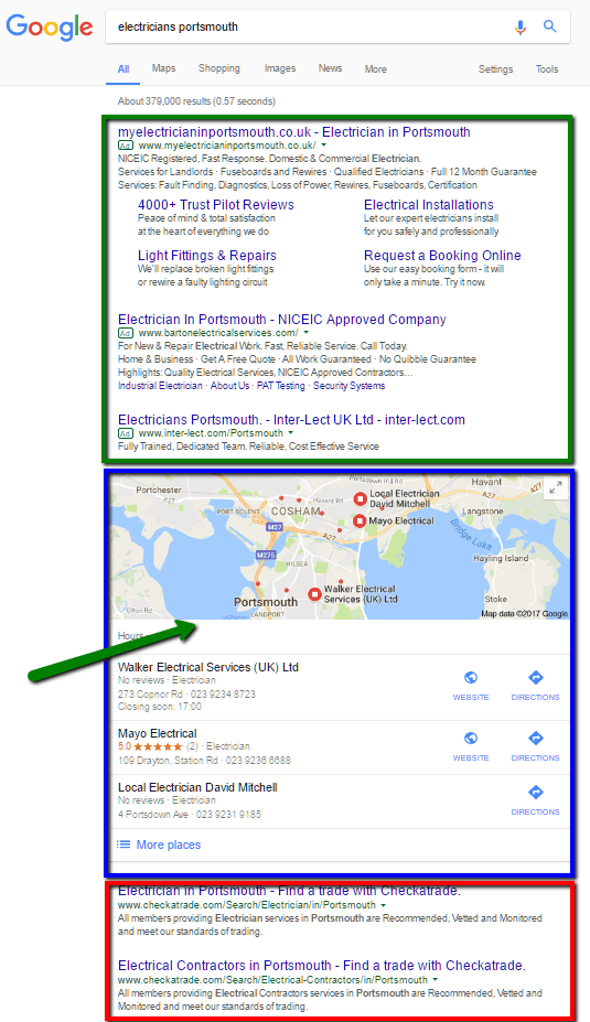 Google Local Search Results