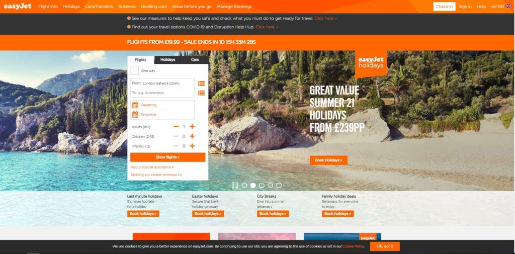 EasyJet makes great use of its primary colour