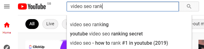 Video SEO search bar