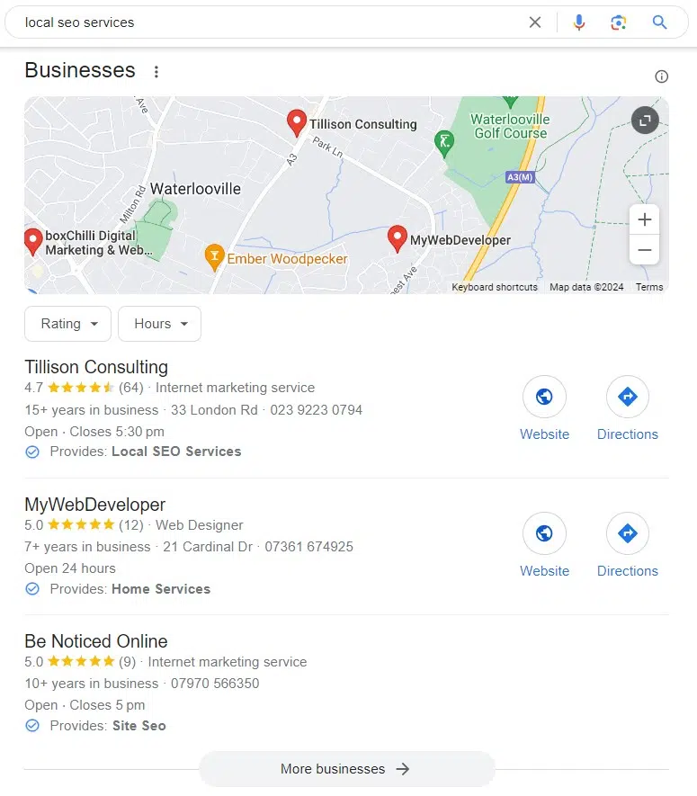 Map Pack for Local SEO Services Search