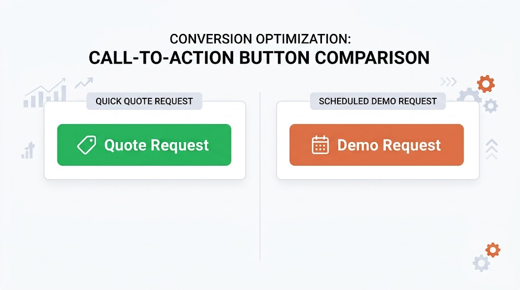 'Quote' vs. 'Demo' buttons showing how user intent impacts your landing page conversion rate.