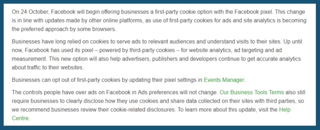 Facebook First-Party Cookies - Tillison Consulting